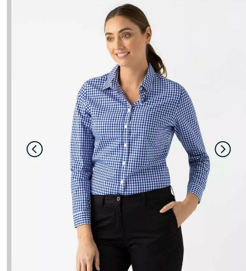 Cargo Crew Uniform Women Frankie Check Gingham Button Down Shirt AU 12 US 8 Blue